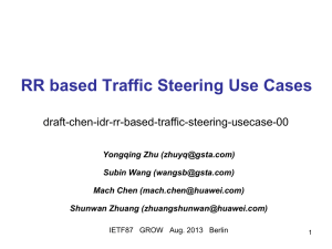 RR based Traffic Steering Use Cases