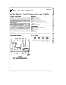 LM1815 Adaptive Variable Reluctance Sensor Amplifier