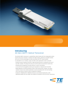 Brochure 40 Gbps QSFP+ Optical Transceiver