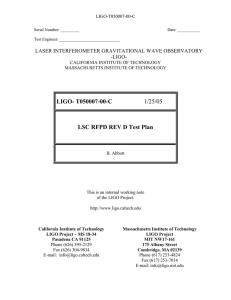 LIGO- T050007-00-C 1/25/05 LSC RFPD REV D Test Plan