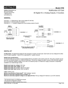 Model 3750 Multifunction I/O Card Specifications