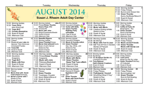 August 2014 Calendar - Adult Care Services