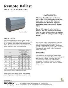 Remote Ballast - Phoenix Lighting