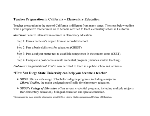Teacher Preparation in California – Elementary Education