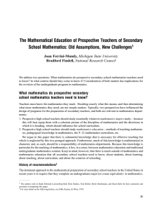 The Mathematical Education of Prospective Teachers of Secondary