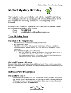 Muttart Mystery Birthday 2016 Information Package