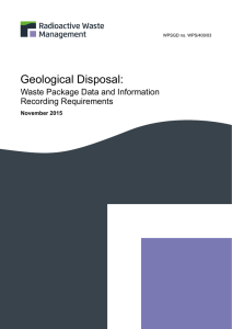 WPSGD no. WPS/400/03 - Waste Package Data and Information