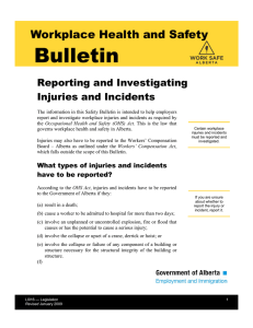 Reporting and Investigating Injuries and Incidents