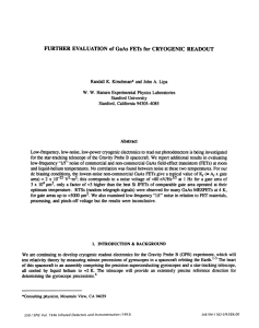 FURTHER EVALUATION of GaAs FETs for