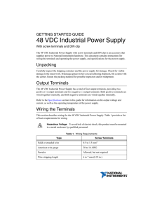 Getting Started Guide 48 VDC Industrial Power Supply with Screw