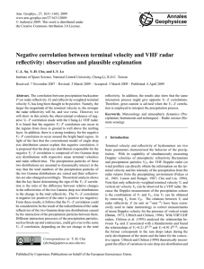 Negative correlation between terminal velocity and VHF radar
