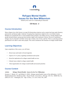 Refugee Mental Health: Issues for the New Millennium - i