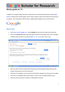 Google Scholar for Research - Dublin Institute of Technology