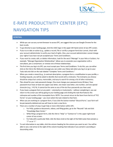 E-RATE PRODUCTIVITY CENTER (EPC) NAVIGATION TIPS