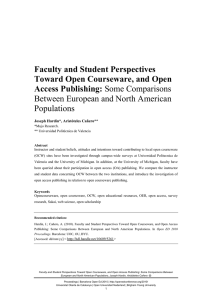 Faculty and Student Perspectives Toward Open Courseware, and