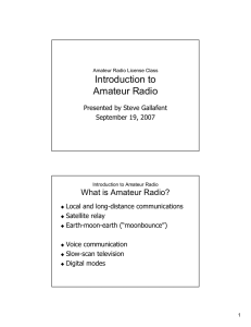 Amateur Radio License Class - Lesson 1: Introduction to Amateur