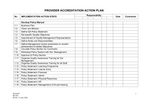 provider accreditation action plan