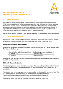 HEA accreditation policy 2015-16