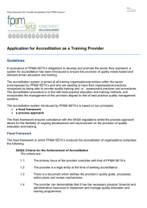 Application for Accreditation as a Training Provider