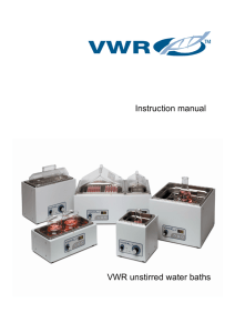 VWR Unstirred Water Bath Instruction Manual
