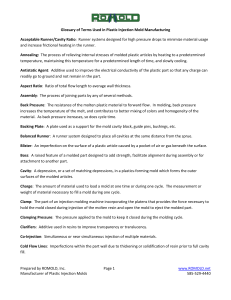 Glossary of Terms Used in Plastic Injection Mold