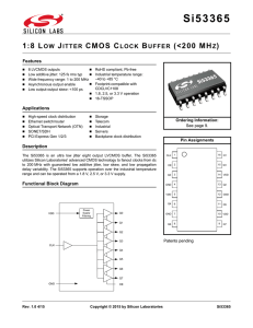 Si53365 Data Sheet -- 1:8 Low Jitter CMOS Clock Buffer (MHz)