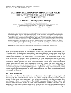 Mathematical Model of Variable Speed Pitch Regulated Turbine in a