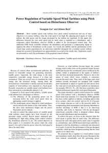 Power Regulation of Variable Speed Wind Turbines using Pitch