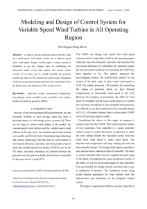 Modeling and Design of Control System for Variable Speed Wind