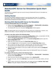 MatrikonOPC Server for Simulation Quick Start Guide