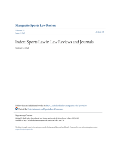 Index: Sports Law in Law Reviews and Journals