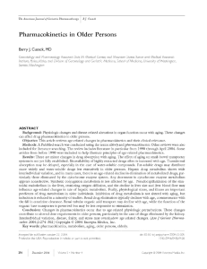 Pharmacokinetics in Older Persons - Vanderbilt University School of