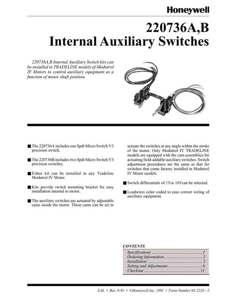 220736A,B Internal Auxiliary Switches