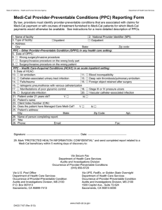 Provider-Preventable Conditions reporting form