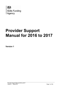 Provider Support Manual for 2016 to 2017