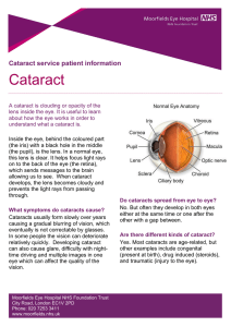 Cataract service patient information