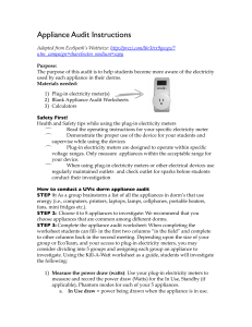 Appliance Audit Instructions