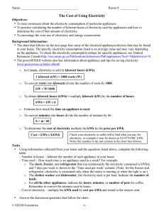 COST OF ELECTRICITY