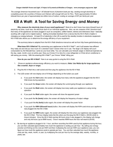 Kill-A –Watt-A Tool for Saving Energy and Money
