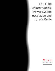 EXL 1000 Uninterruptible Power System Installation and User`s Guide