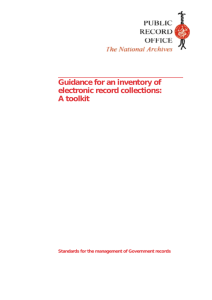 Guidance for an inventory of electronic record collections: A toolkit