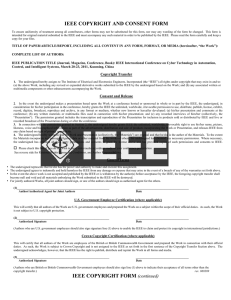 IEEE COPYRIGHT AND CONSENT FORM IEEE COPYRIGHT