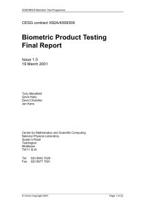 Biometric Product Testing - Final Report