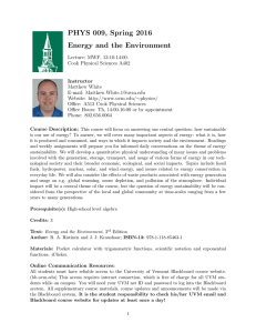 PHYS 009, Spring 2016 Energy and the Environment