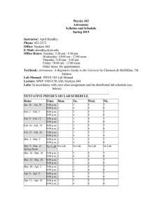 Physics 103 Astronomy Syllabus and Schedule Spring 2015
