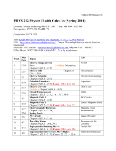 PHYS 212 Physics II with Calculus (Spring 2014)