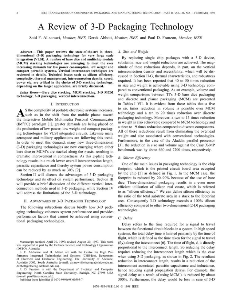 A Review Of 3-D Packaging Technology