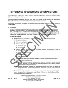difference in conditions coverage form