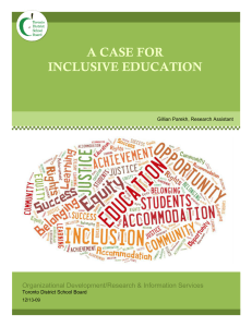 A Case for Inclusive Education - Toronto District School Board