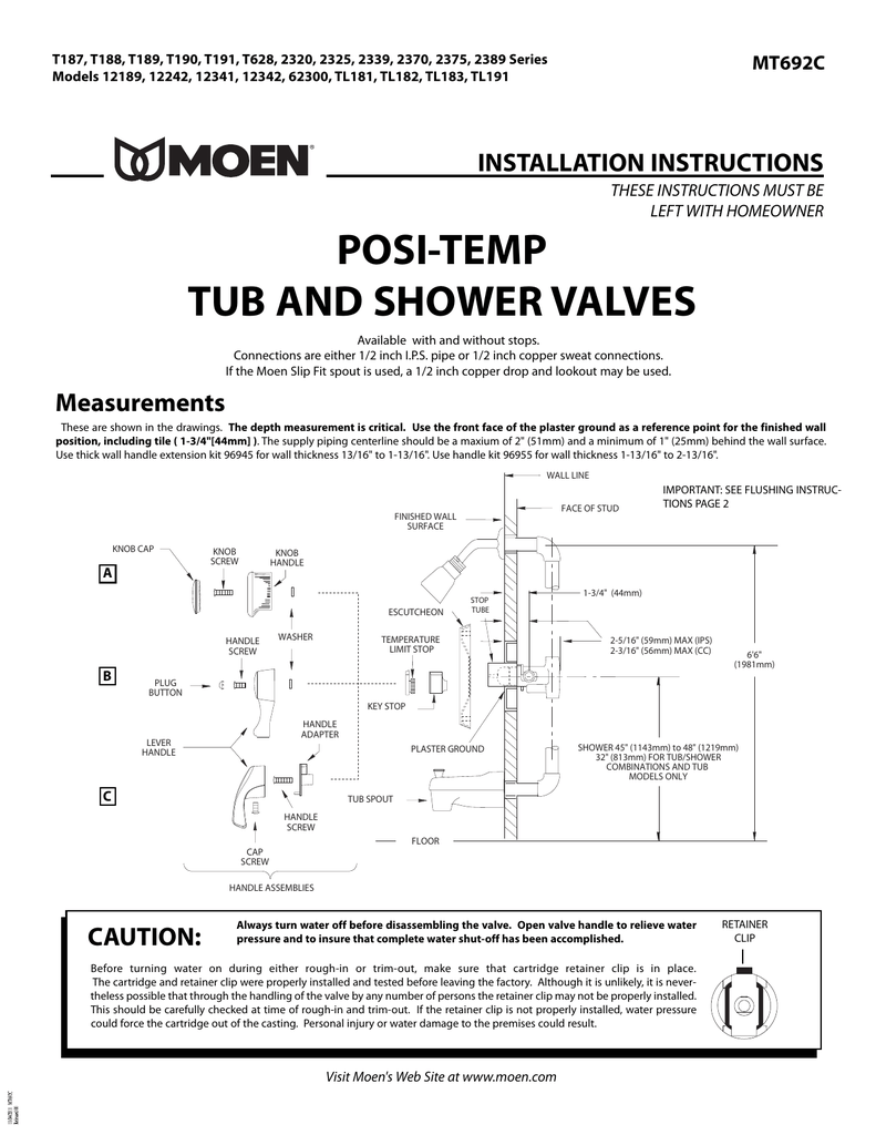 Posi Temp Tub And Shower Valves